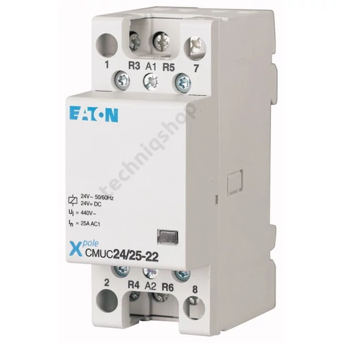 Installációs kontaktor sorolható 25A 24V AC/DC 4-z 440V AC/DC-műk 2mod CMUC24/25-40 EATON