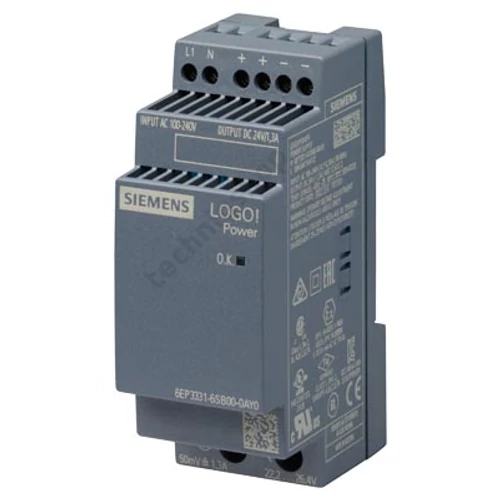 Kapcsolóüzemű DC tápegység stabilizált 240VAC-be 24VDC-ki 1.3A-ki 31.2W LOGO!Power SIEMENS