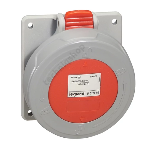 Ipari dugalj beépíthető 32A 5P 400V(50+60Hz) piros egyenes P17 Tempra Pro Dafbe324k06T LEGRAND