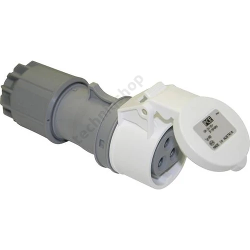 Ipari dugalj lengő 2P+E 16A 3P >50V szürke egyenes IP44 műanyag 12h-pozíció csavaros Twist PCE
