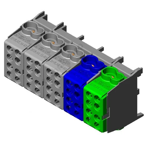 Fővezetéki leágazókapocs 3+N+PE 5x(2x25+4x16mm2) 5P csavaros kalapsínre HLAK 25-5/10-S Pollmann