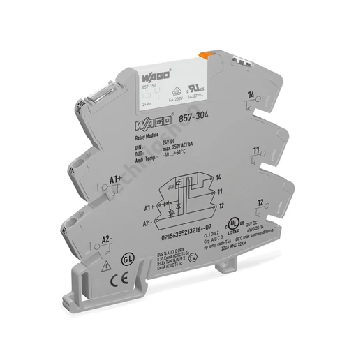 Relémodul keskeny 6A 1-v rugószorításos 24VDC monostabil IP20 WAGO