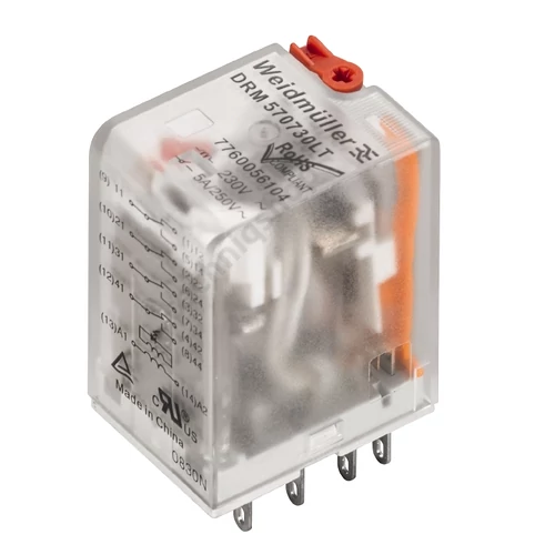 Csatolórelé 5A 4-v dugaszolós 19.2-26.4VAC monostabil IP20 DRM570524LT Weidmüller
