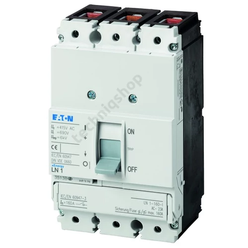 Szakaszoló főkapcsoló 160A 3P 90kW/400VAC-3 ráépíthető sorolható közéépíthető fix LN1-160-I EATON
