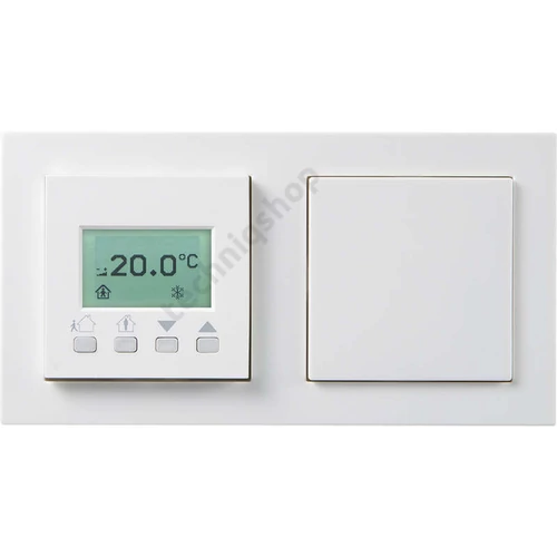 Teremhőmérséklet-vezérlő RS485 Modbus süllyesztett kijelzővel fehér WRF06 LCD DO2R Gira Thermokon