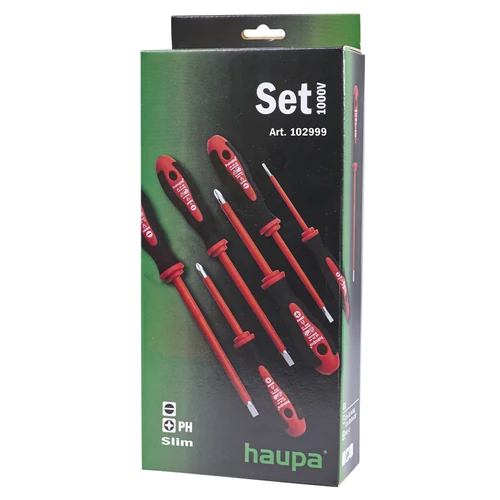 Csavarhúzó készlet piros-fekete 2xPH 4xlapos 6-darabos 1000V HUPslim Haupa