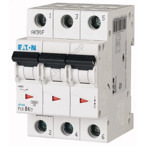 Kismegszakító 3P 4A C-jelleg 400V AC 6kA/60898 PL6-C4/3 EATON