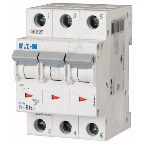 Kismegszakító 3P 16A B-jelleg 400V AC 6kA/60898 PL6-B16/3 EATON