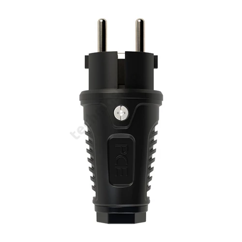 Dugvilla ipari +fekete gyűrű 2P+F 16A egyenes 250V fekete gumi csavaros IP54 Taurus PCE