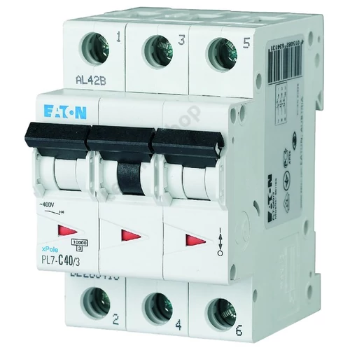 Kismegszakító 3P 40A C-jelleg 400V AC 10kA/60898 PL7-C40/3 EATON