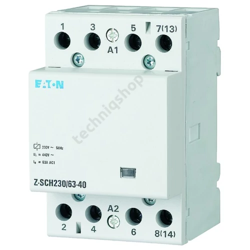 Installációs kontaktor sorolható 63A 440V AC 4-z 230V AC-műk 3mod Z-SCH230/63-40 EATON
