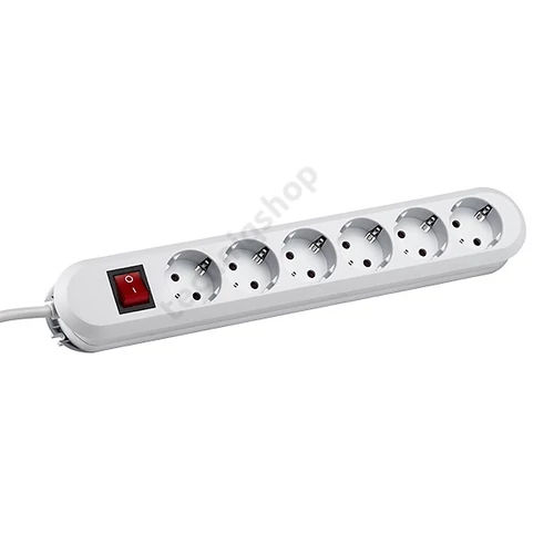 Asztali elosztósor gyerekvédős 1.5mm2 3m 6x2P+E/230V 16A kapcsolós fehér IP20 Smart Bachmann