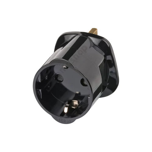 Utazó adapter GB(G)->DIN(F) olvadóbetéttel fekete 13A 250V LECTRA