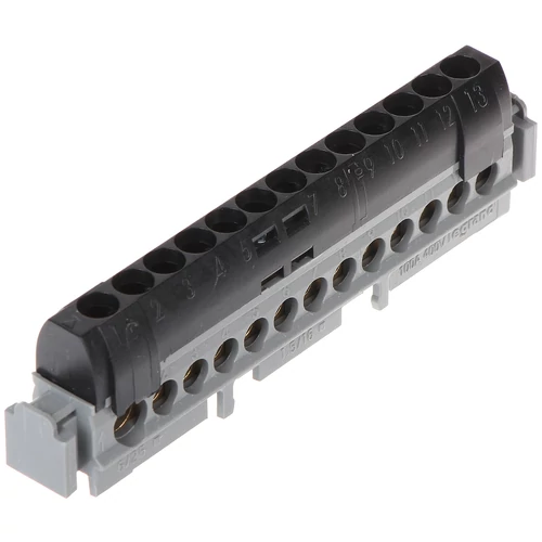 Elosztókapocs fekete 13P csavaros 12csatl./16mm2 1csatl./25mm2 kalapsínre Lexic LEGRAND