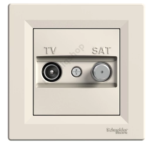 Asfora antenna aljzat TV-SAT süllyesztett komplett bézs 2-kimenet átmenő 8dB/860MHz Schneider