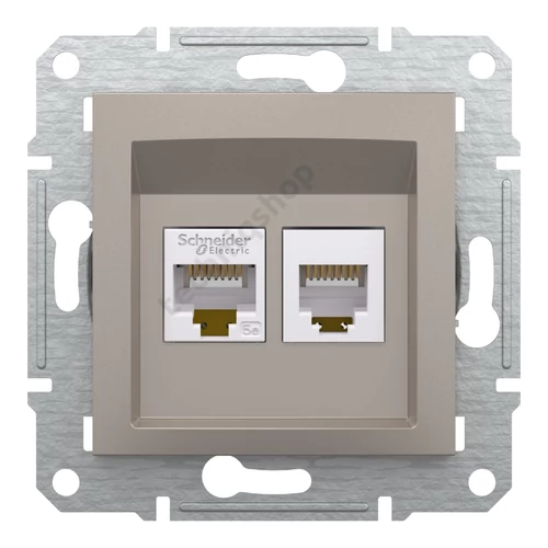 Asfora adatcsatlakozó dugalj UTP RJ45 8(8) Cat5E + RJ12 Cat5e süllyesztett bronz Schneider