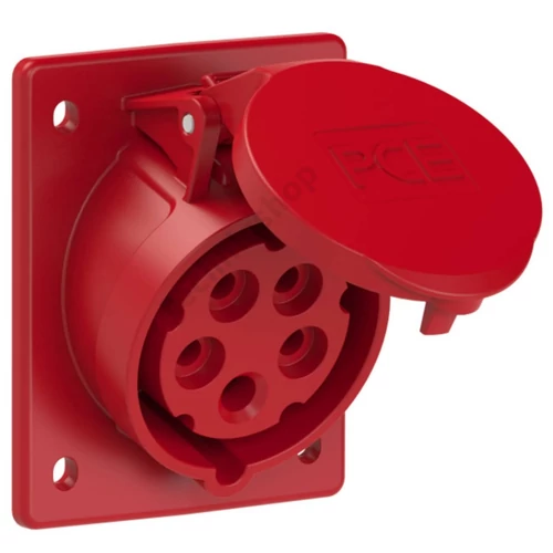 Ipari design dugalj süllyesztett 3P+N+E süllyesztett CEE 16A-táp 5-pólus 400V(50+60Hz) piros PCE