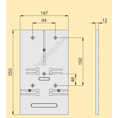 Fogyasztásmérő alátéttábla 3fázisú mérőhöz 63A 350mmx 197mmx szürke TL 3F Emiter