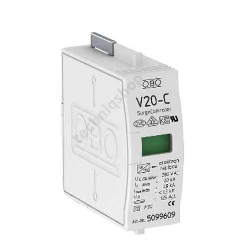 Túlfeszültség-levezető betét 1P C T2 280V/AC 40kA 1M V20-C 0-280 OBO-BETTERMANN