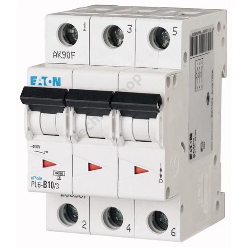 Kismegszakító 3P 10A B-jelleg 400V AC 6kA/60898 PL6-B10/3 EATON